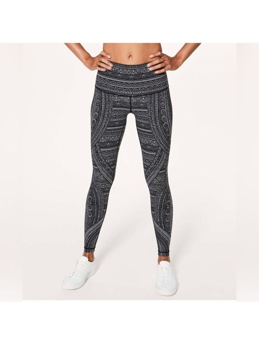Lululemon Wunder Under Hi-Rise Tight Leggings 6 Nulux 28"Entwined Ice Grey Black